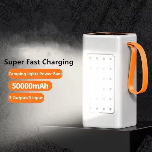 TWS Power Bank 60000 mAh avec câble intégré et lampe torche Batterie Mobile chargeur universel rapide portable compatible tout téléphone - Chargeur rapide PowerBank 60000 mAh Banque d'alimentation portable
