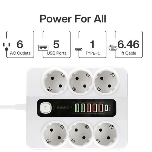 Sens multiprise power socket sens 3000w sortie 38w usb pd +qc3.0 fast blanc