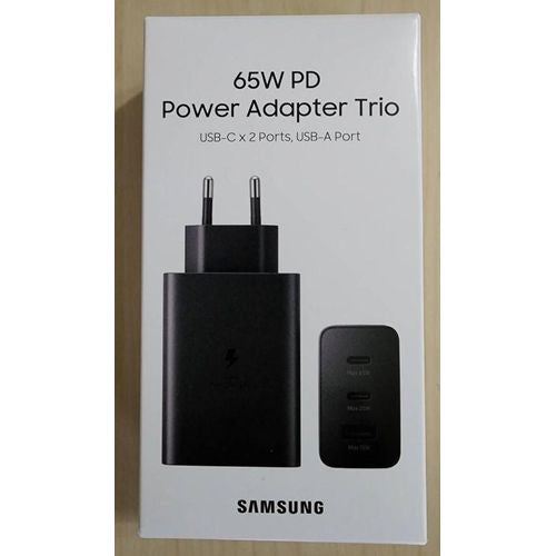 Samsung Chargeur ultra rapide 65W PD, USB Type-C, Power Adapter Trio, Adaptateur et cable