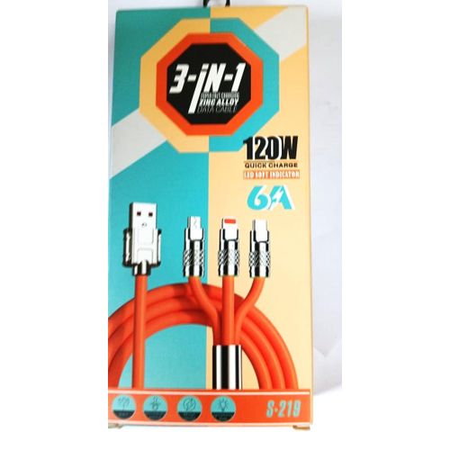 Original cable originale 3 EN 1 Lghtning Micro USB et USB C 120W