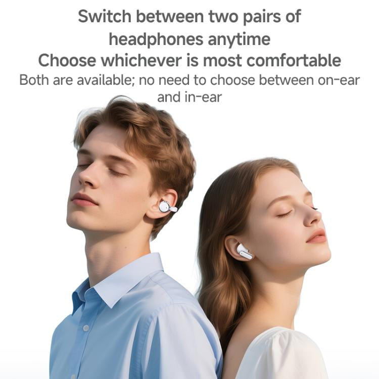 Écouteurs Bluetooth sans fil J-Q16 2 en 1 avec affichage numérique et réduction de bruit ENC (blanc)