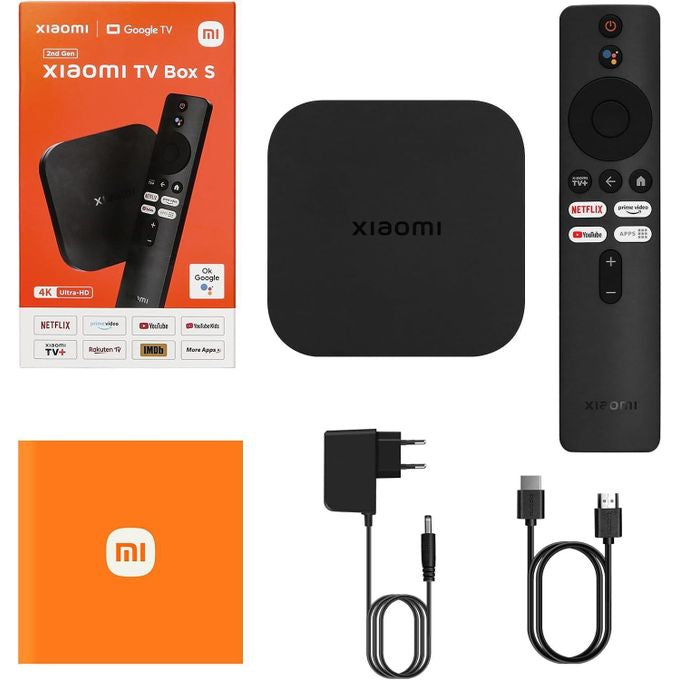 Xiaomi Mi TV Box S 2nd Gen Reproductrice Streaming en 4K Ultra HD avec Chromecast, Bluetooth 5,2, Double Wi-FI, 2GB RAM+8GB ROM, Mijia 2ème Génération Android Boxes avec IR Télécommande
