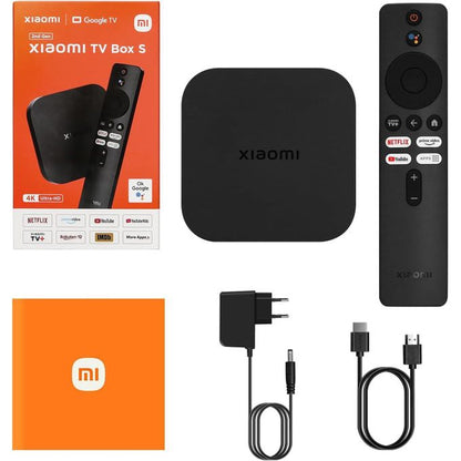Xiaomi Mi TV Box S 2nd Gen Reproductrice Streaming en 4K Ultra HD avec Chromecast, Bluetooth 5,2, Double Wi-FI, 2GB RAM+8GB ROM, Mijia 2ème Génération Android Boxes avec IR Télécommande