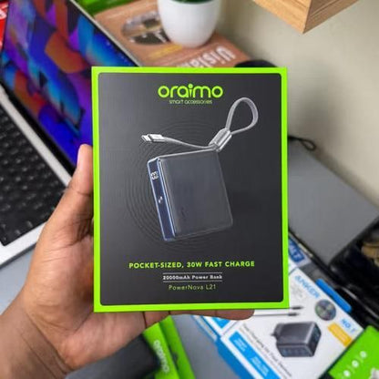 Oraimo Batterie externe Oraimo. PowerNova L21 20000 mAh, 30 W, câble intégré