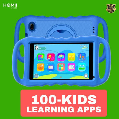 HOMII KIDS 9S - Tablette éducative - 8 pouces - 64 Go + 4 Go - Carte SIM unique 3G - Bleu - Garantie 12 mois