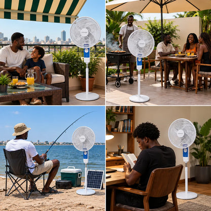 VENTILATEUR SOLAIRE RECHARGEABLE – 4 VITESSES