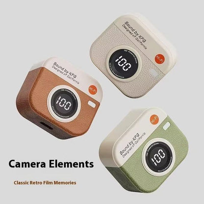 TWS Air ear pods pro Q86 Écouteurs Bluetooth Q86 Bluetooth 5.4 écouteur style Rétro appareil photo Q 86 – Stéréo sans fil à affichage numérique LCD - Marron