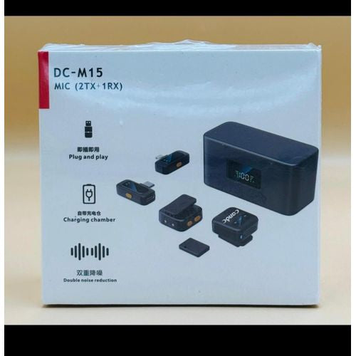 Micro-Cravate DC M15 Mic 2 TX + 1RX Sans Fil – Son Clair et Liberté Totale de Mouvement