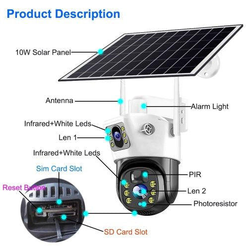 Caméra solaire 4G Sim 8MP 4K