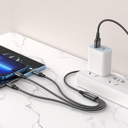 Hoco Câble de charge 3-en-1 (Lightning+Type-C+Micro) X76 - Noir