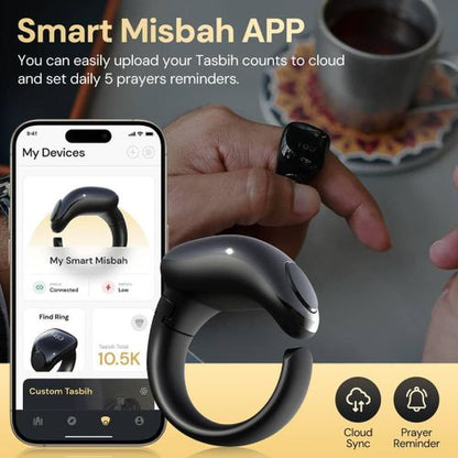 Bague Chapelet électronique, rappel de l'heure prière Tasbeeh 5, Bluetooth
