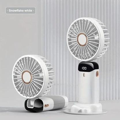Ventilateur USB Rechargeable avec Base – 5 Vitesses, Rotation 90°, Écran LED, Portable Silencieux