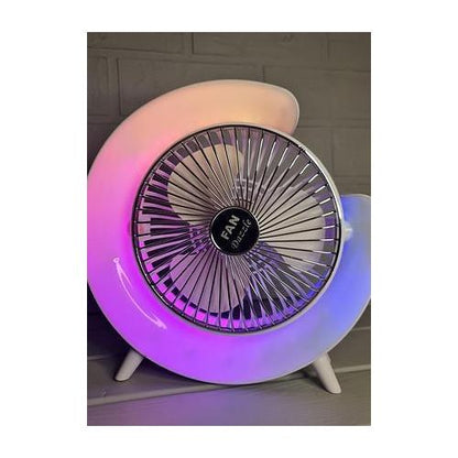 Portable Fan Portable Rechargeable Colorful Desktop Fan with USB Power & LED Light – 3 Speeds / Quiet Cooling