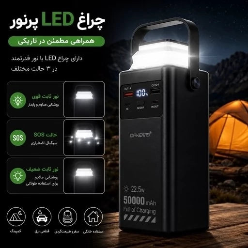 DAKEWEI Power Bank Super Rapide 50000mAh (Modèle DKW-P26A) Noir avec Bande Blanche Élégante prix 🏷️ 15000FC 🔥