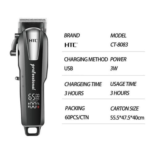 Htc Tondeuse à cheveux professionnelle puissante, Lame en céramique affichage de luxe, Machine de coupe de cheveux tension constante