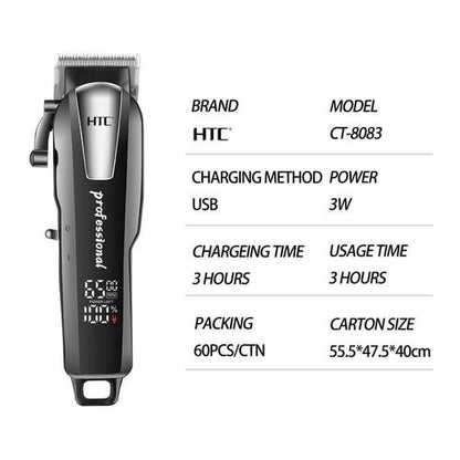 Htc Tondeuse à cheveux professionnelle puissante, Lame en céramique affichage de luxe, Machine de coupe de cheveux tension constante