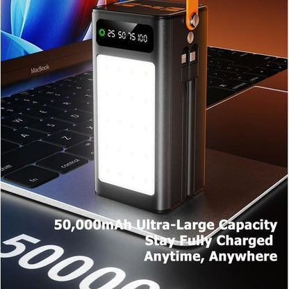 TiLECC Batterie externe multi-usages d'extérieur 50000 mAh 22.5W charge ultra-rapide avec lumière de camping