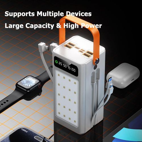 TiLECC Batterie externe multi-usages d'extérieur 50000 mAh 22.5W charge ultra-rapide avec lumière de camping