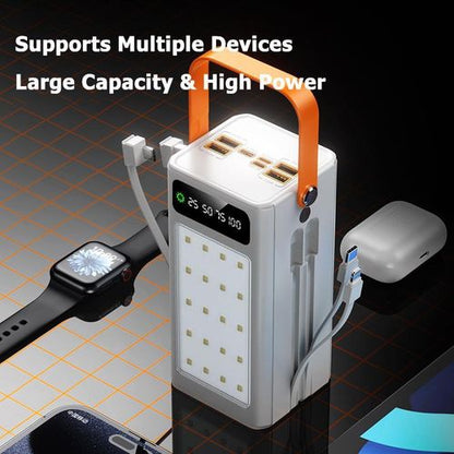 TiLECC Batterie externe multi-usages d'extérieur 50000 mAh 22.5W charge ultra-rapide avec lumière de camping