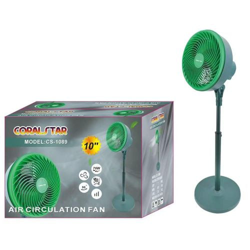 CORAL STAR CS-1089 – Ventilateur de Circulation d’Air sur Pied 10 Pouces, 75W, Vert