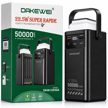 DAKEWEI Power Bank Super Rapide 50000mAh (Modèle DKW-P26A) Noir avec Bande Blanche Élégante prix 🏷️ 15000FC 🔥