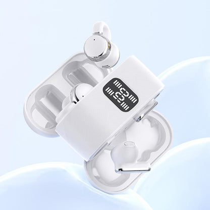 Écouteurs Bluetooth sans fil J-Q16 2 en 1 avec affichage numérique et réduction de bruit ENC (blanc)