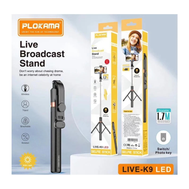 PLOKAMA K9 PRO 4IN1 Selfie Stick Tripod