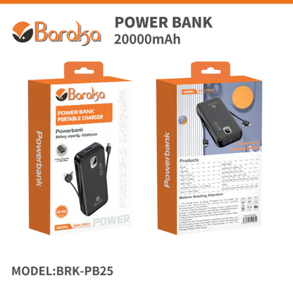 Power Bank 10000mAh Noir - Type-C, USB & Câbles Intégrés
