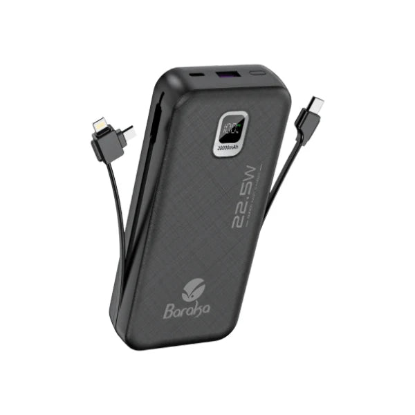 Power Bank 10000mAh Noir - Type-C, USB & Câbles Intégrés