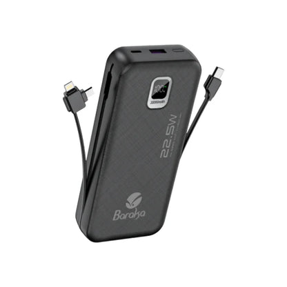 Power Bank 10000mAh Noir - Type-C, USB & Câbles Intégrés