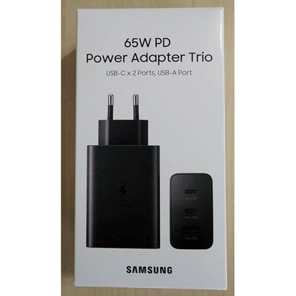 Samsung Chargeur ultra rapide 65W PD, USB Type-C, Power Adapter Trio, Adaptateur et cable