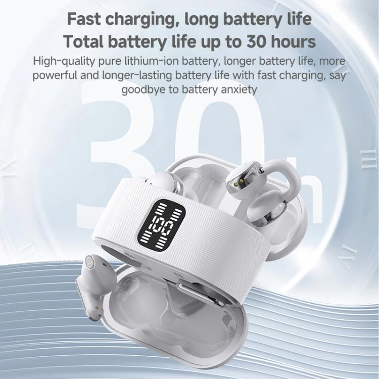 Écouteurs Bluetooth sans fil J-Q16 2 en 1 avec affichage numérique et réduction de bruit ENC (blanc)
