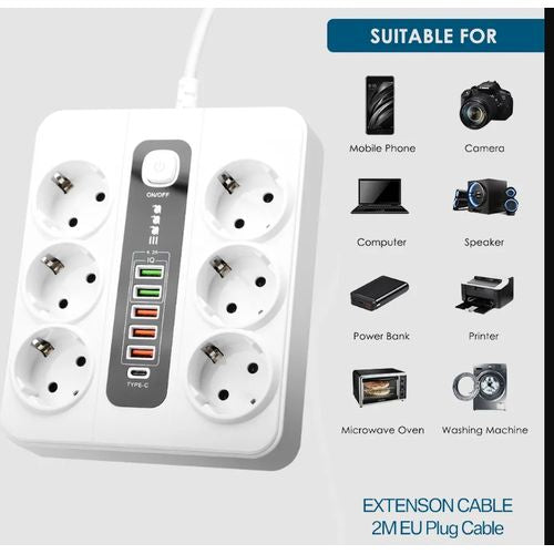 Sens multiprise power socket sens 3000w sortie 38w usb pd +qc3.0 fast blanc