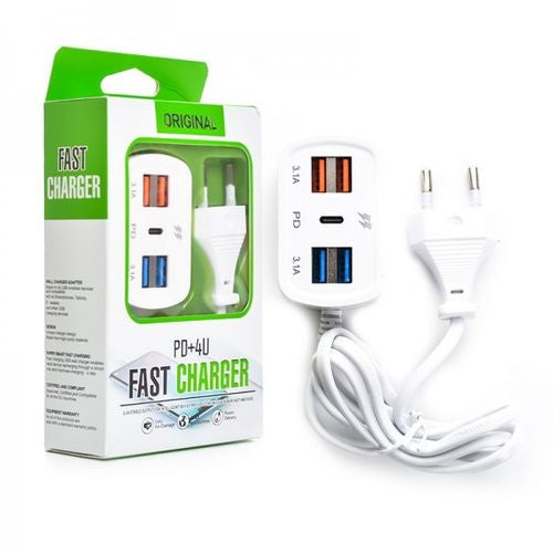 Adaptateur 5 IN 1 de Charge Super - 4 Port USB & Type C PD - Blanc