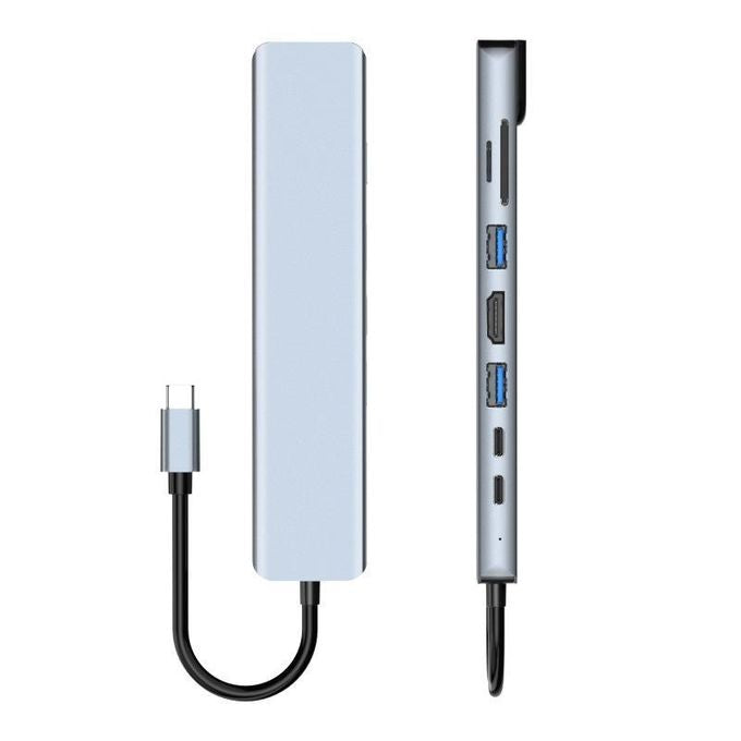 Hub USB-C 8-en-1 Adaptateur Multiport avec HDMI 4K, PD 100W, USB 3.0, USB 2.0, Lecteur SD/TF et Port Ethernet RJ45