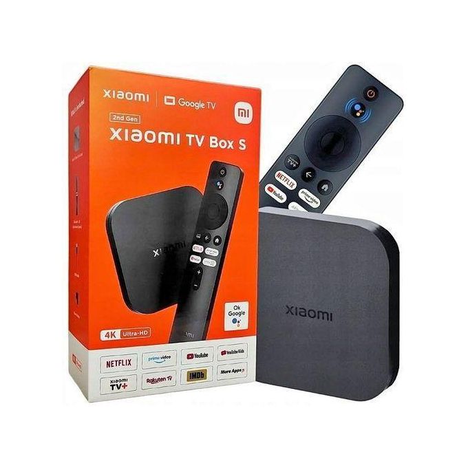 Xiaomi Mi TV Box S 2nd Gen Reproductrice Streaming en 4K Ultra HD avec Chromecast, Bluetooth 5,2, Double Wi-FI, 2GB RAM+8GB ROM, Mijia 2ème Génération Android Boxes avec IR Télécommande