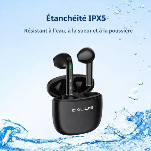 CALUS Écouteurs sans fil Bluetooth CALUSS Blue P15 avec réduction de bruit, Bluetooth 5.3, basses puissantes, son stéréo HI-FI net