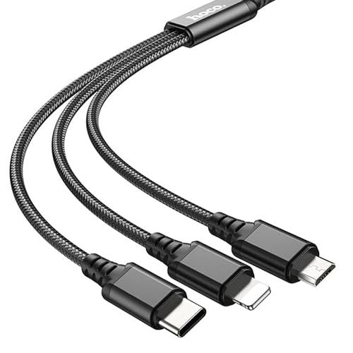 Hoco Câble de charge 3-en-1 (Lightning+Type-C+Micro) X76 - Noir