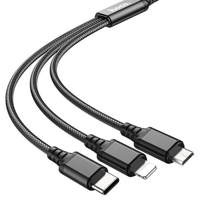Hoco Câble de charge 3-en-1 (Lightning+Type-C+Micro) X76 - Noir