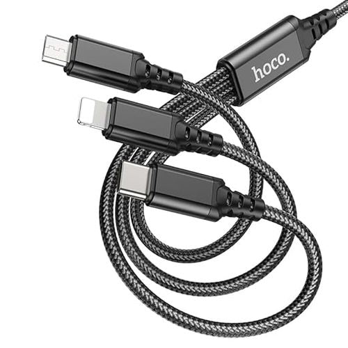Hoco Câble de charge 3-en-1 (Lightning+Type-C+Micro) X76 - Noir