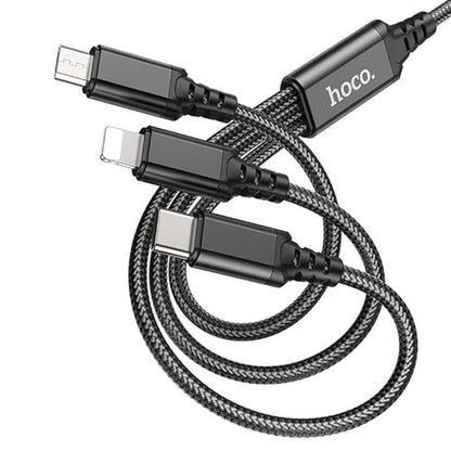 Hoco Câble de charge 3-en-1 (Lightning+Type-C+Micro) X76 - Noir