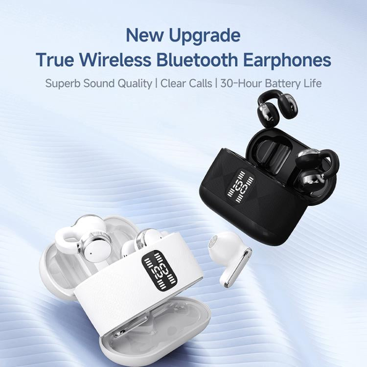 Écouteurs Bluetooth sans fil J-Q16 2 en 1 avec affichage numérique et réduction de bruit ENC (blanc)
