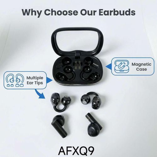 AFX AFXQ9 2-IN-1 Écouteurs Bluetooth Sans Fil V5.4 Noir Type-C