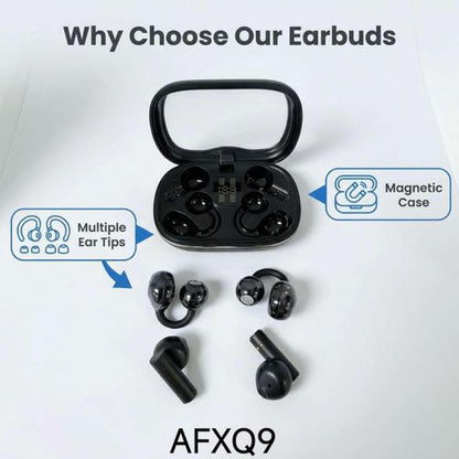 AFX AFXQ9 2-IN-1 Écouteurs Bluetooth Sans Fil V5.4 Noir Type-C
