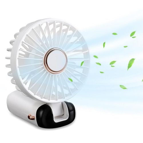 Ventilateur USB Rechargeable avec Base – 5 Vitesses, Rotation 90°, Écran LED, Portable Silencieux