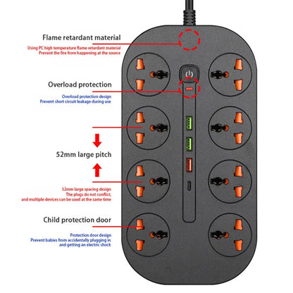 Power Extension T22 Socket 4.2a 3 Usb 8 Socket 1 Pd 3000w [id: 11184]