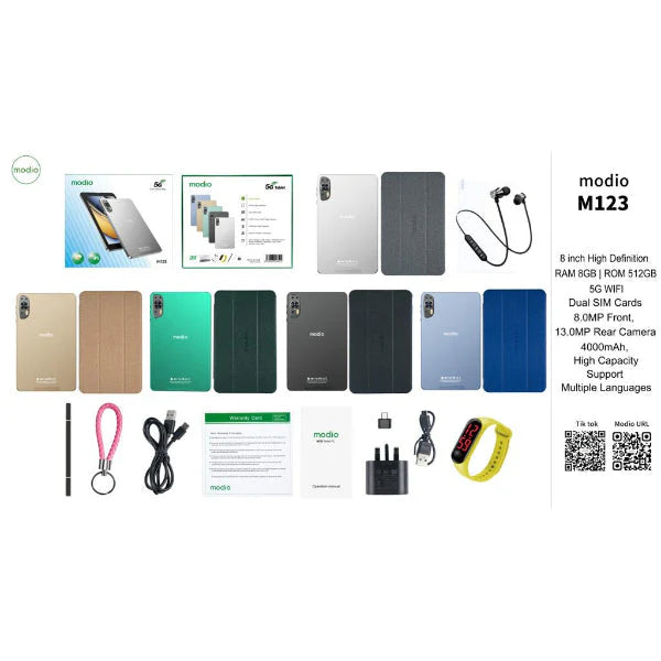 Tablette Modio M123 8 Pouces - 8GB RAM 512GB - Double SIM 5G