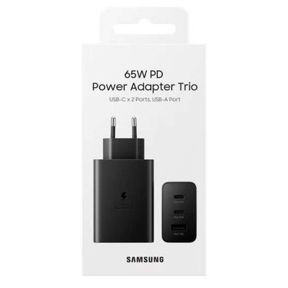 Samsung Chargeur ultra rapide 65W PD, USB Type-C, Power Adapter Trio, Adaptateur et cable