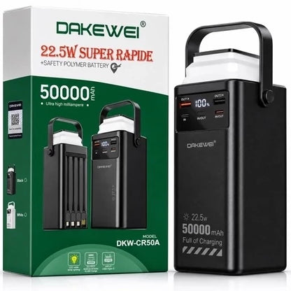 DAKEWEI Power Bank Super Rapide 50000mAh (Modèle DKW-P26A) Noir avec Bande Blanche Élégante prix 🏷️ 15000FC 🔥