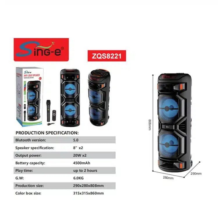 Haute Parleur Bluetooth Sing-E ZQS-8221